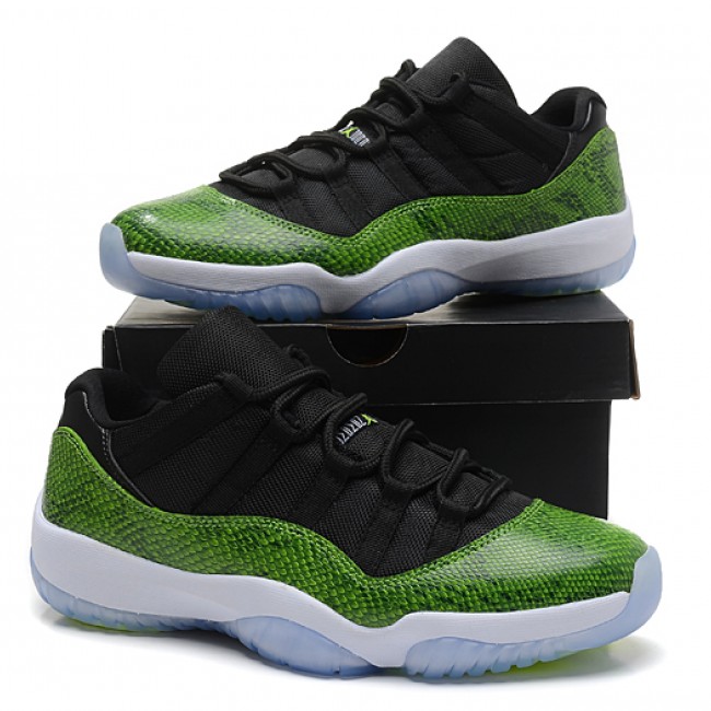 Authentic AJ 11 Low Top Super A Green Snake Skin 