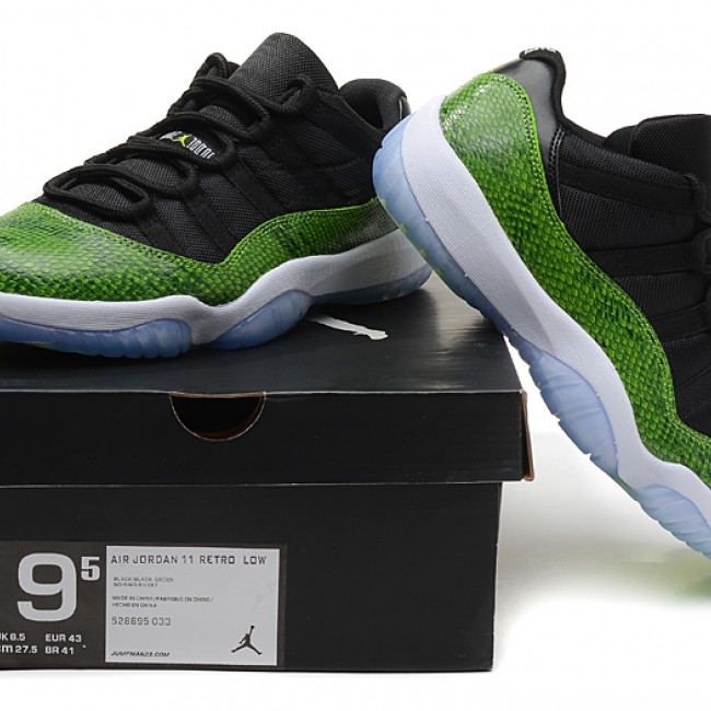 Authentic AJ 11 Low Top Super A Green Snake Skin 