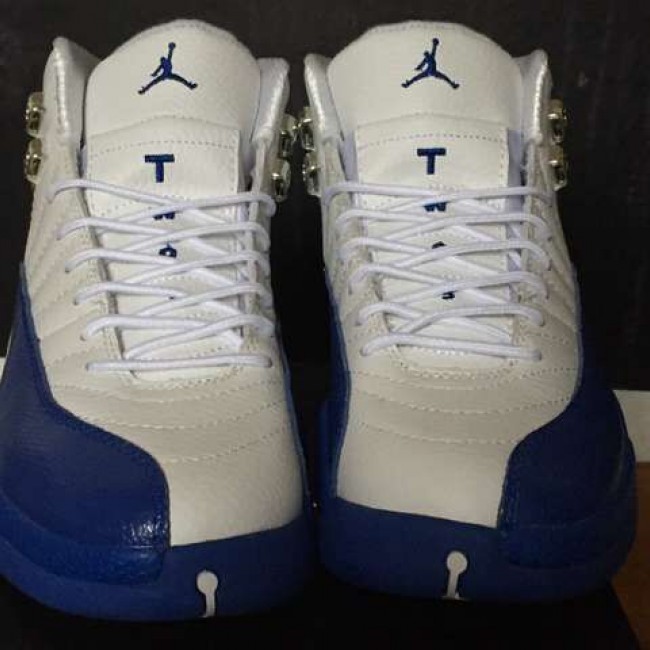 Cheap Jordan 12 Men Retro Sneakers Wholesale White Royal Blue Basketball Shoes image