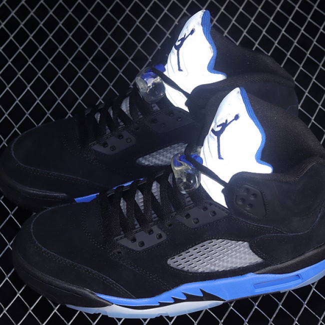 Top grade AIR JORDAN 5 RETRO BLACK RACER BLUE REFLECTIVE SILVER CT4838-004