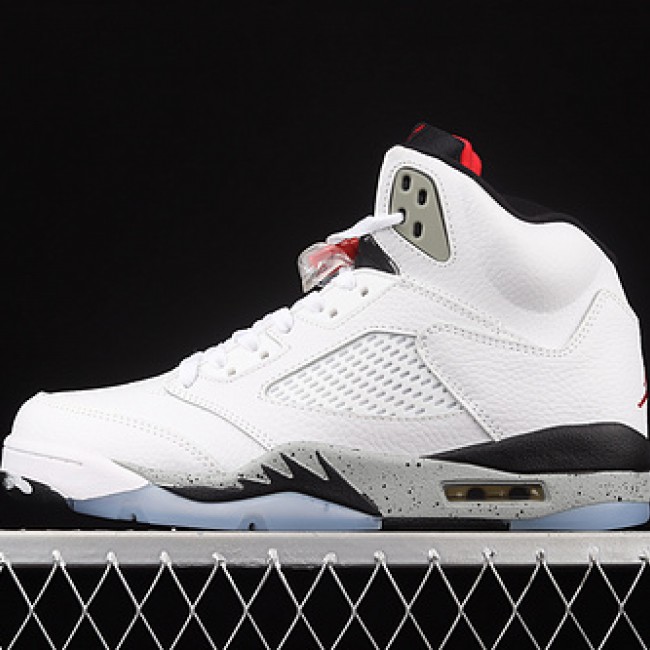 AIR JORDAN 5 RETRO WHITE CEMENT WHITE UNIVERSITY RED-BLACK-METALLIC SILVER 136027-104 image