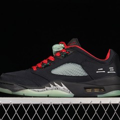 CLOT X AIR JORDAN 5 RETRO LOW BLACK CLASSIC JADE-FIRE RED DM4640-036