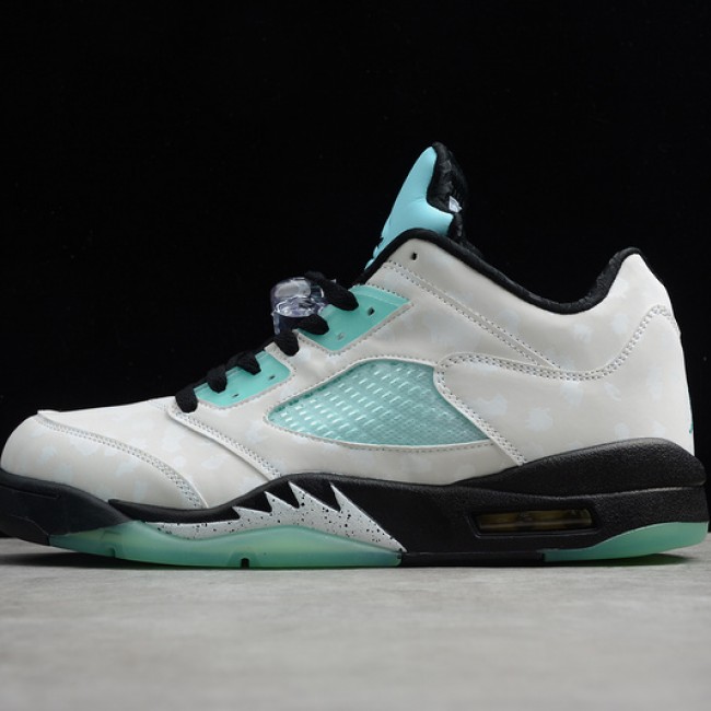 GZ AIR JORDAN 5 ISLAND GREEN WHITE BLACK BLUE CN2932-100 Air Jordan, Sneakers, Air Jordan 5 image