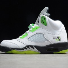 GZ AIR JORDAN 5 RETRO QUAI 54 WHITE BLACK-METALLIC SILVER-RADIANT GREEN 467827-105