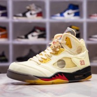 H12 OW X AIR JORDAN 5 SP SAIL FIRE RED MUSLIN BLACK DH8565-100