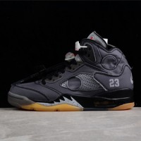 OW X AIR JORDAN 5 RETRO SP MUSLIN BLACK FIRE RED MUSLIN CT8480-001