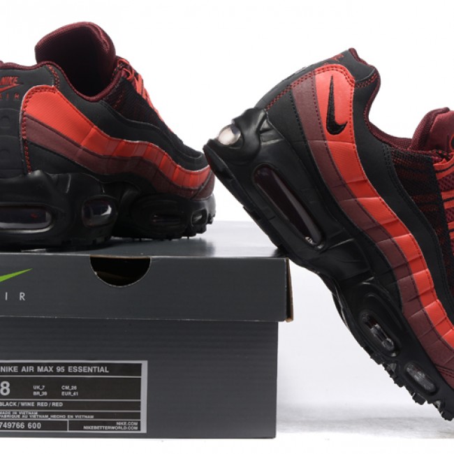 Close look Nike Air max 95 essential Red University Red Black black red 749766-600 36-46