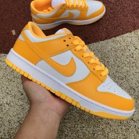 Nike SB Dunk Low White Yellow Sports Casual Low Top Plank Shoes 