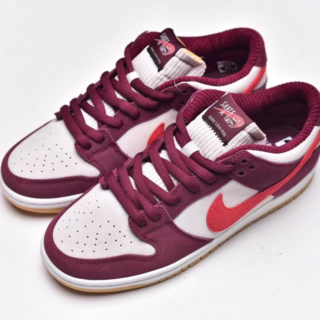 AAA Skate Like a Girl x Nike SB Dunk Low Co branded Low Top Casual Sports Skateboarding Shoes White Purple Red DX4589-600