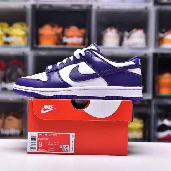AAA YS Pure Original Dunk Low Retro Court Purple Vintage Casual Board Shoes White Purple Full Size Shipping sizefor Women and Men.5